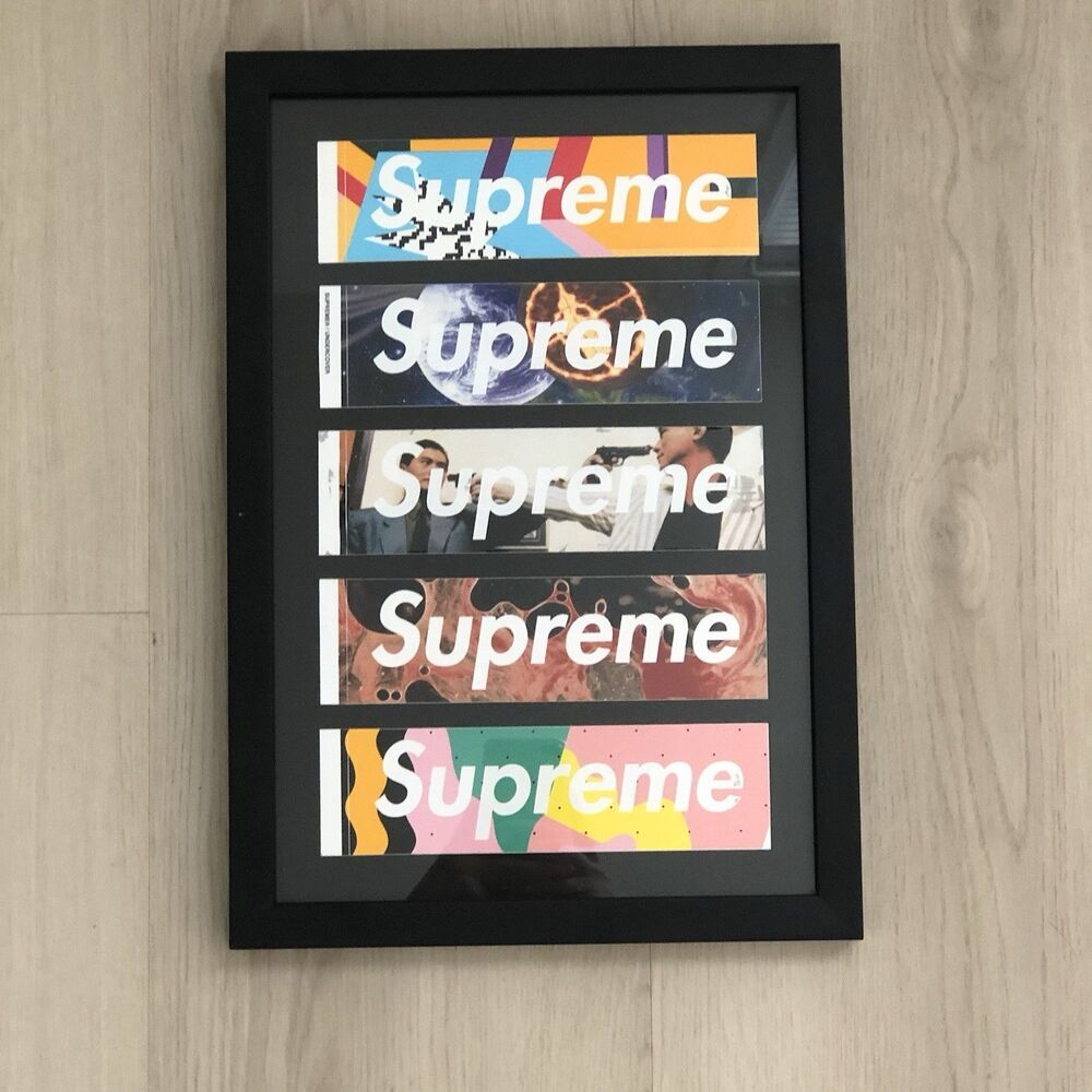 Supreme x The Killer + Other Skateboard Box Logo Stickers Set Of 5 Framed Design